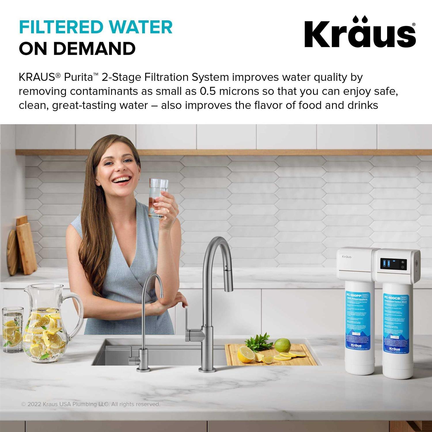 Alternative view of Kraus Purita 2-Stage Carbon Block Under-Sink Water Filtration System with Digital Display Monitor FS-1000
