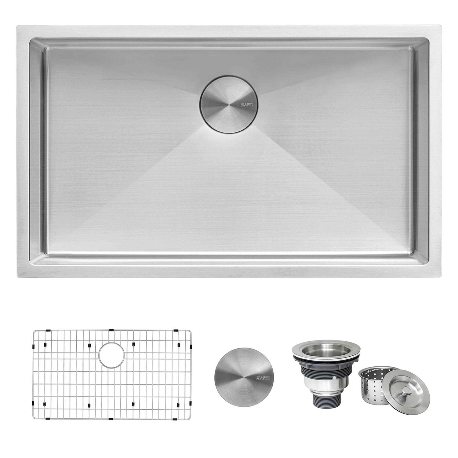 Ruvati 33-inch Undermount 16 Gauge Tight Radius Large Kitchen Sink Stainless Steel Single Bowl RVH7433