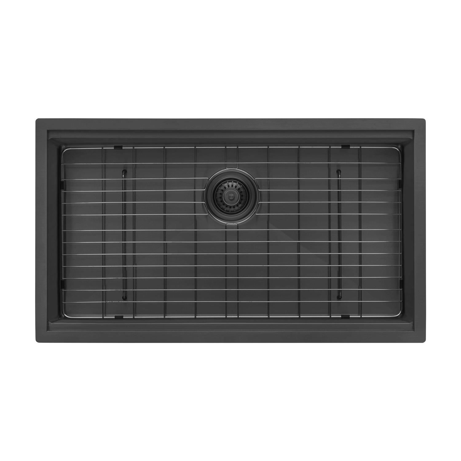 Alternative view of Ruvati 33 inch Gunmetal Black Stainless Steel Workstation Undermount Kitchen Sink Single Bowl RVH6533BL