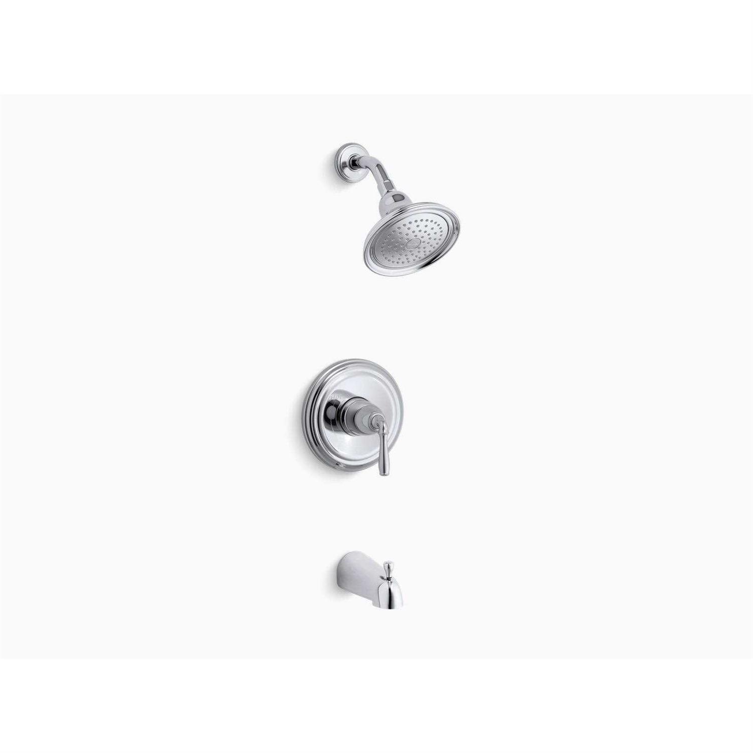 Kohler K-TS395-4S Devonshire Rite-Temp Bath and Shower Trim with slip-fit spout and 2.5 gpm showerhead K-TS395-4S-CP