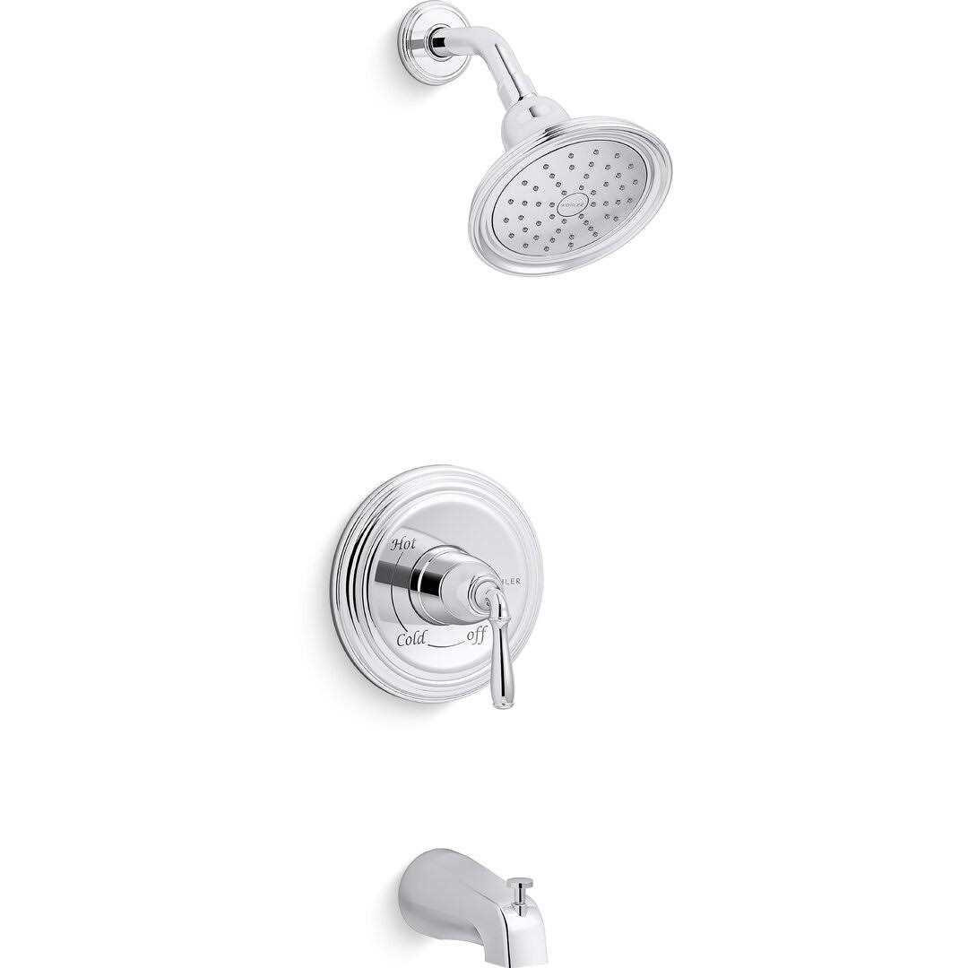 Alternative view of Kohler K-TS395-4S Devonshire Rite-Temp Bath and Shower Trim with slip-fit spout and 2.5 gpm showerhead K-TS395-4S-CP
