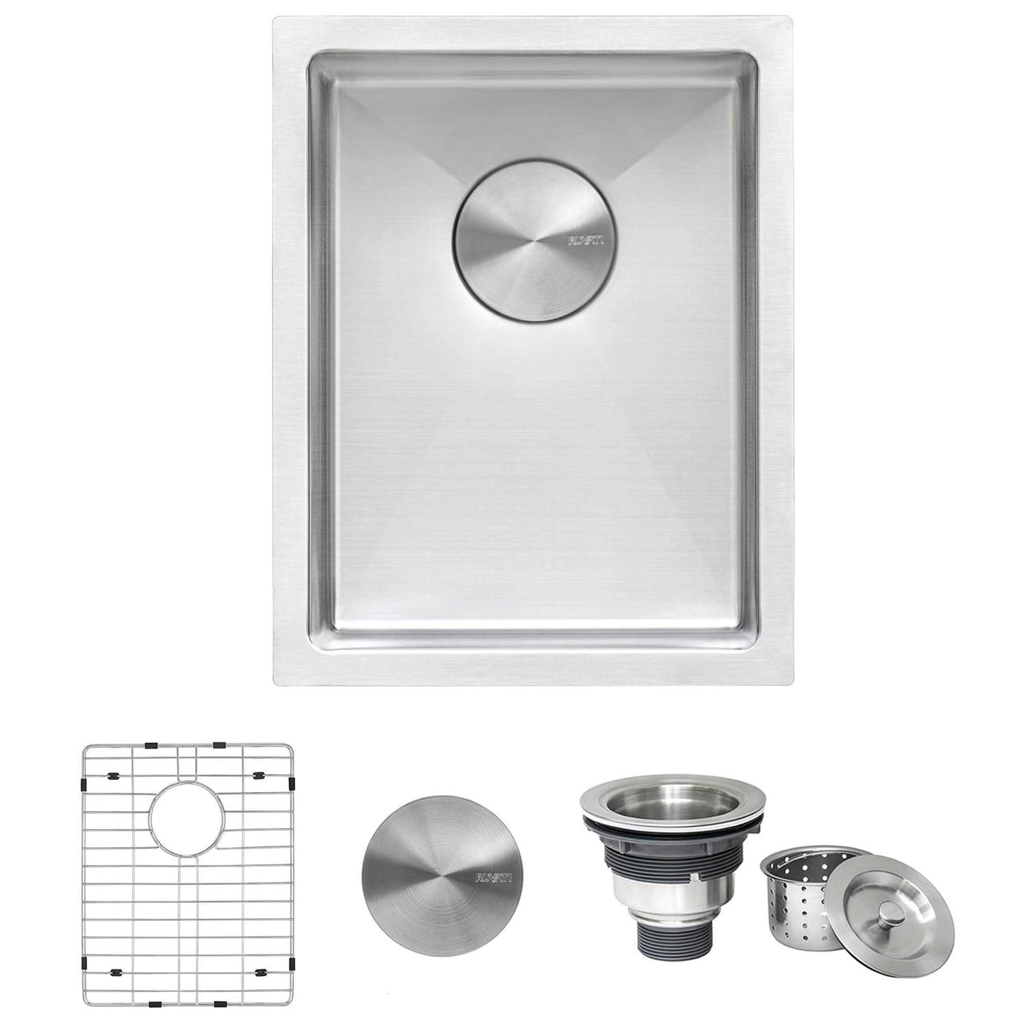 Ruvati 16 x 18 inch Undermount Bar Prep Tight Radius 16 Gauge Kitchen Sink Stainless Steel Single Bowl RVH7116