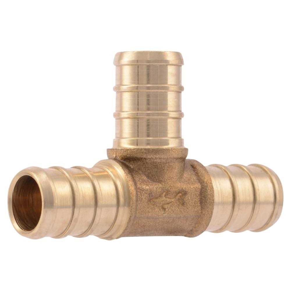 SharkBite 1/2-in PEX Crimp Brass Tee Stainless Steel