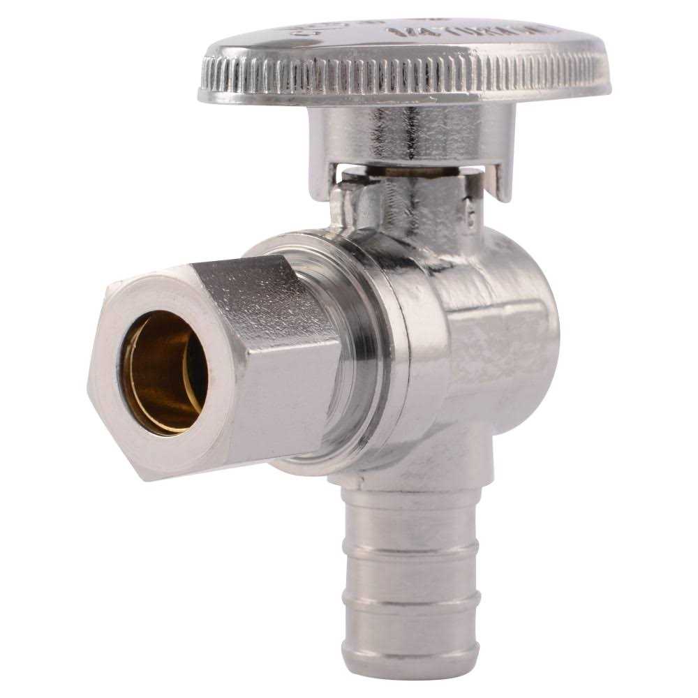 SharkBite 1/2-in Pex Barb x 3/8-in Od Compression Brass Quarter Turn Stop Angle Valve