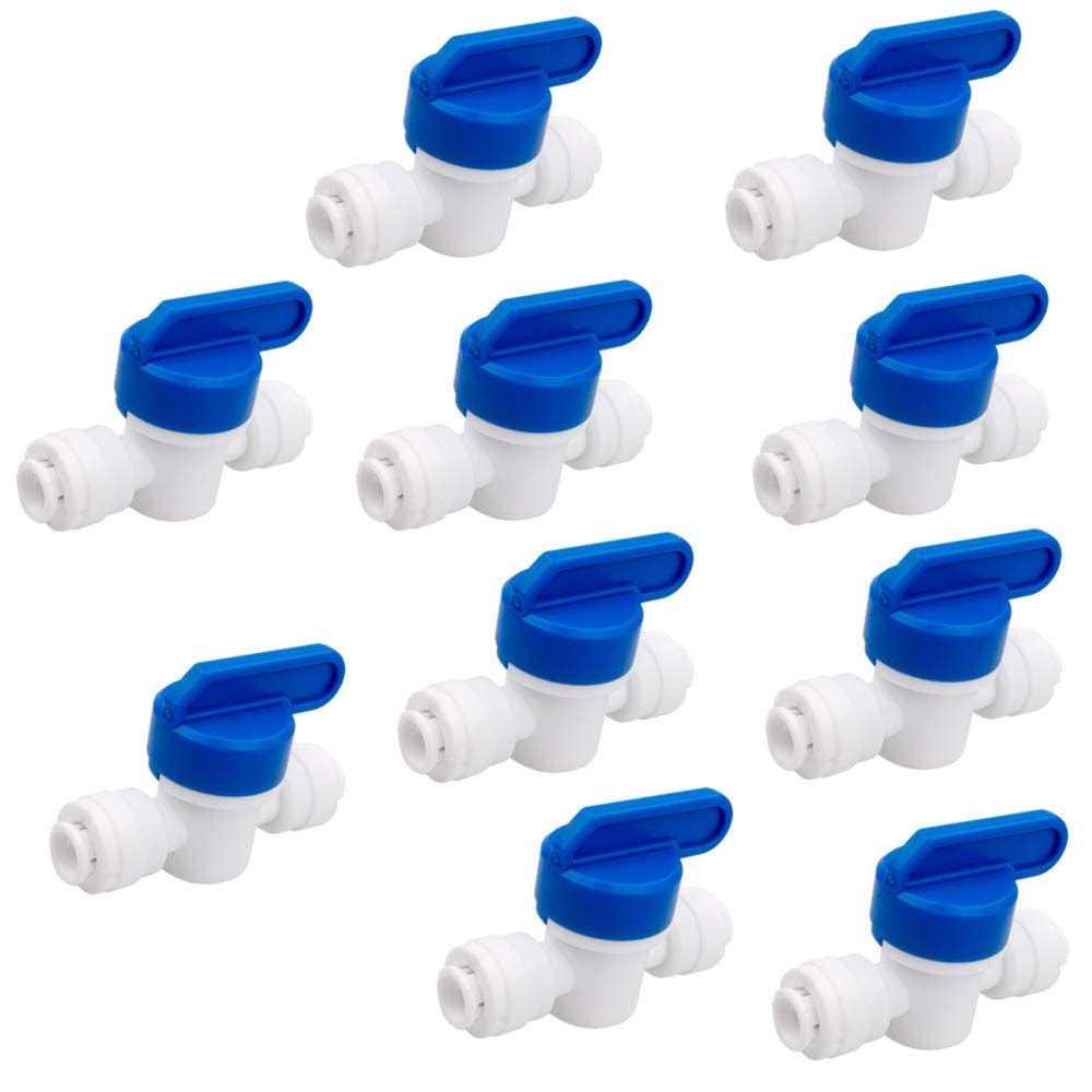 PureSec 1/4 inch OD Tubing&Hose&Pipe Use Inline Shut Off Ball Valve Plastic Quick Connect Fittings for Water Purifier RODI System