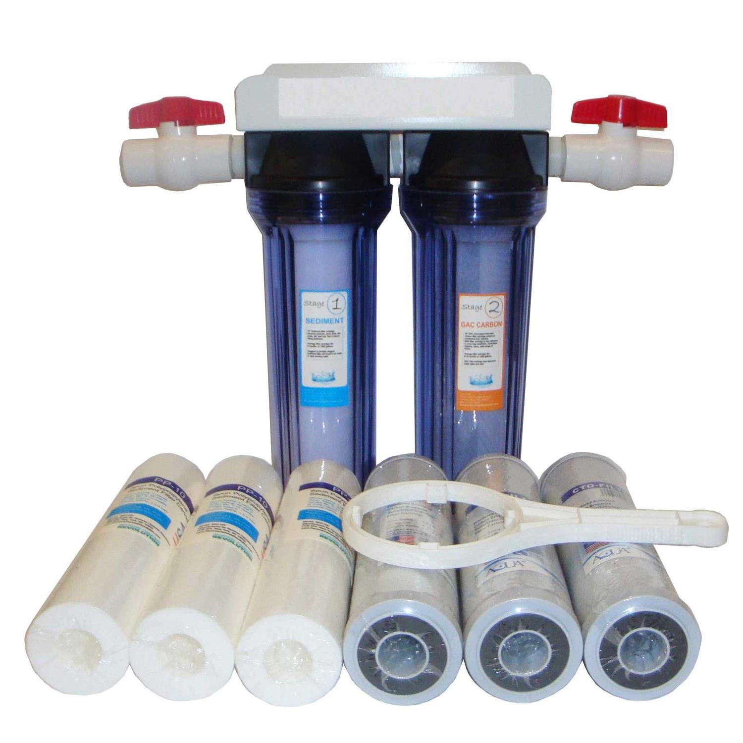 Reverse Osmosis Revolution Dual Stage Whole House Water Purification System with Sediment and Cto Filters