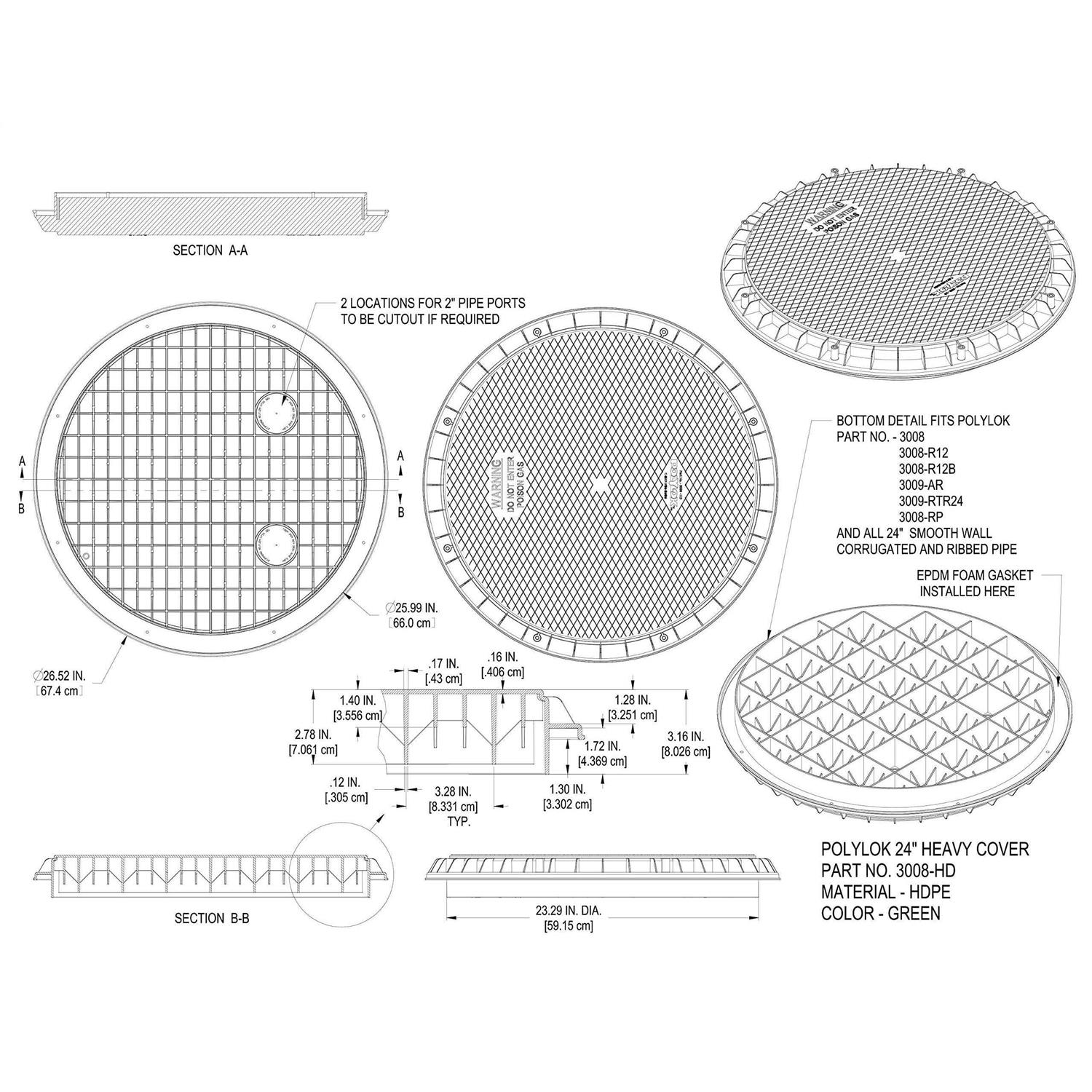Alternative view of Polylok 24 Heavy Duty Cover/Lid for Corrugated Pipe