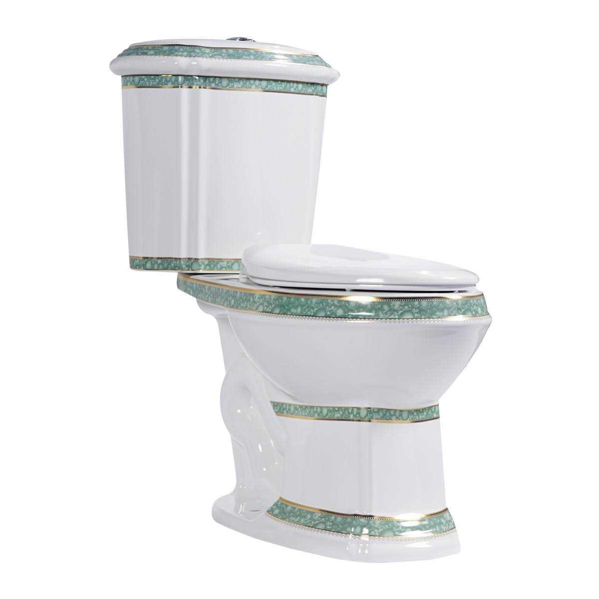 Renovators Supply Manufacturing India Reserve Elongated 2 Piece Toilet Green WaterSense Dual Flush with Seat
