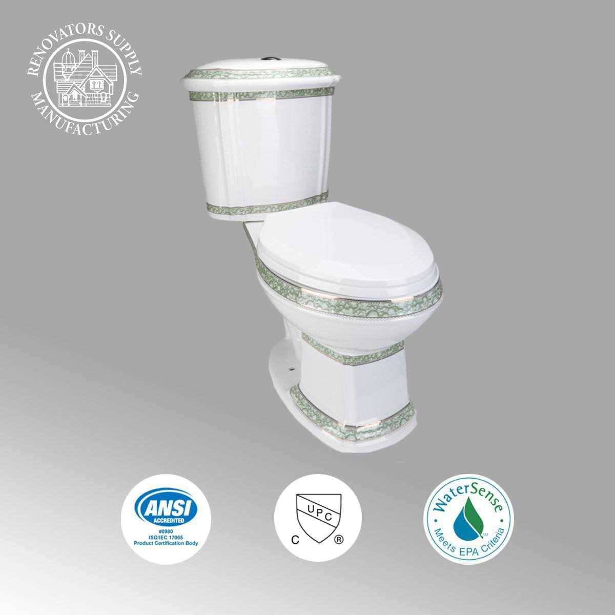 Alternative view of Renovators Supply Manufacturing India Reserve Elongated 2 Piece Toilet Green WaterSense Dual Flush with Seat