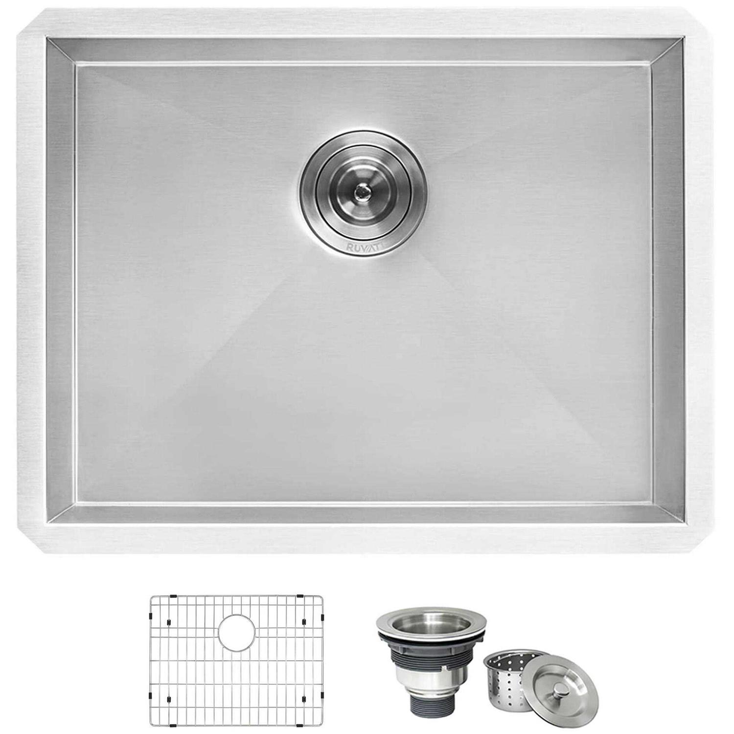 Ruvati 21 x 18 x 12 Deep Laundry Utility Sink Undermount 16 Gauge Stainless Steel RVU6121