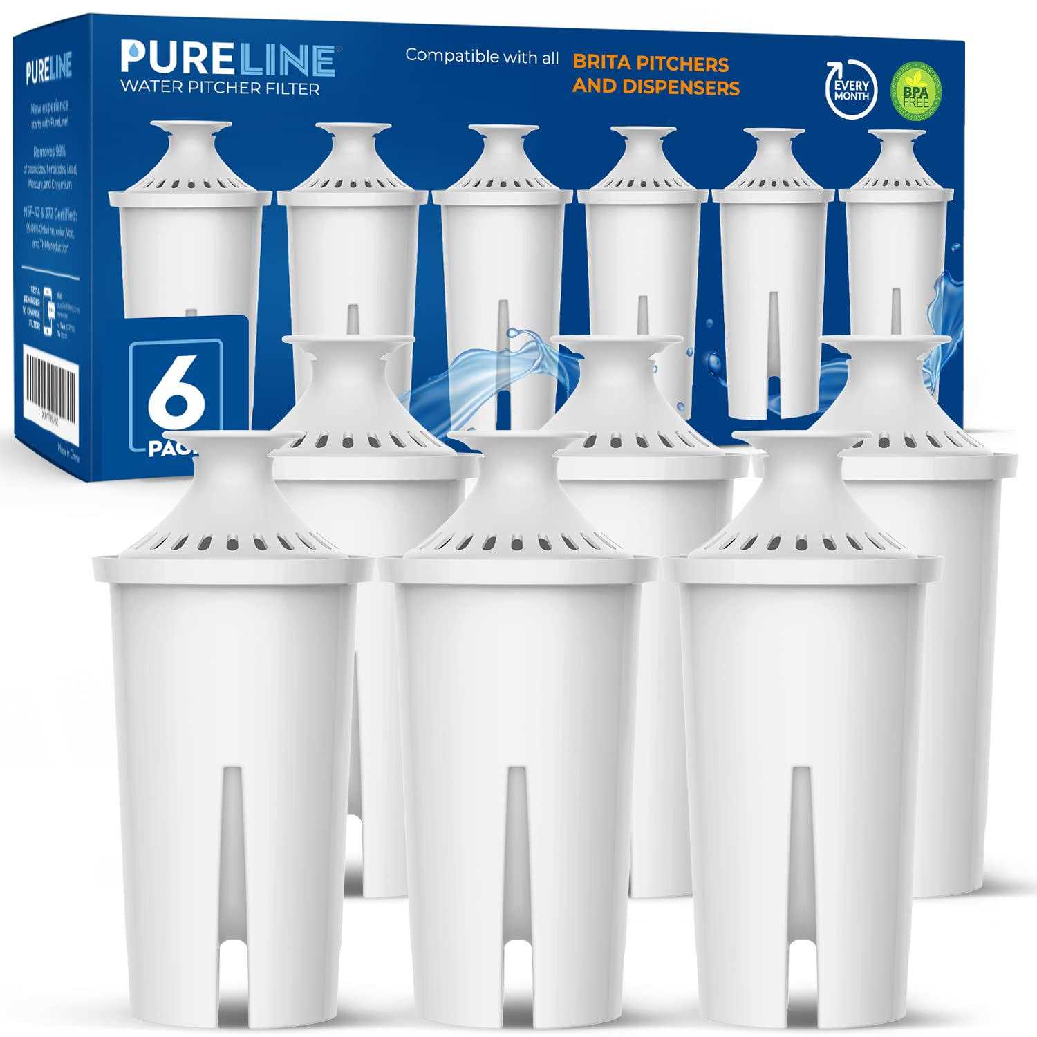 Pureline Replacement for Brita Filter, Pitchers and Dispensers Classic 35557