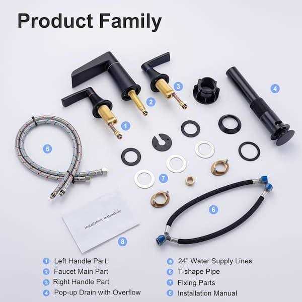 Alternative view of Rainlex Widespread Faucet 2-handle Bathroom Faucet with Drain Assembly
