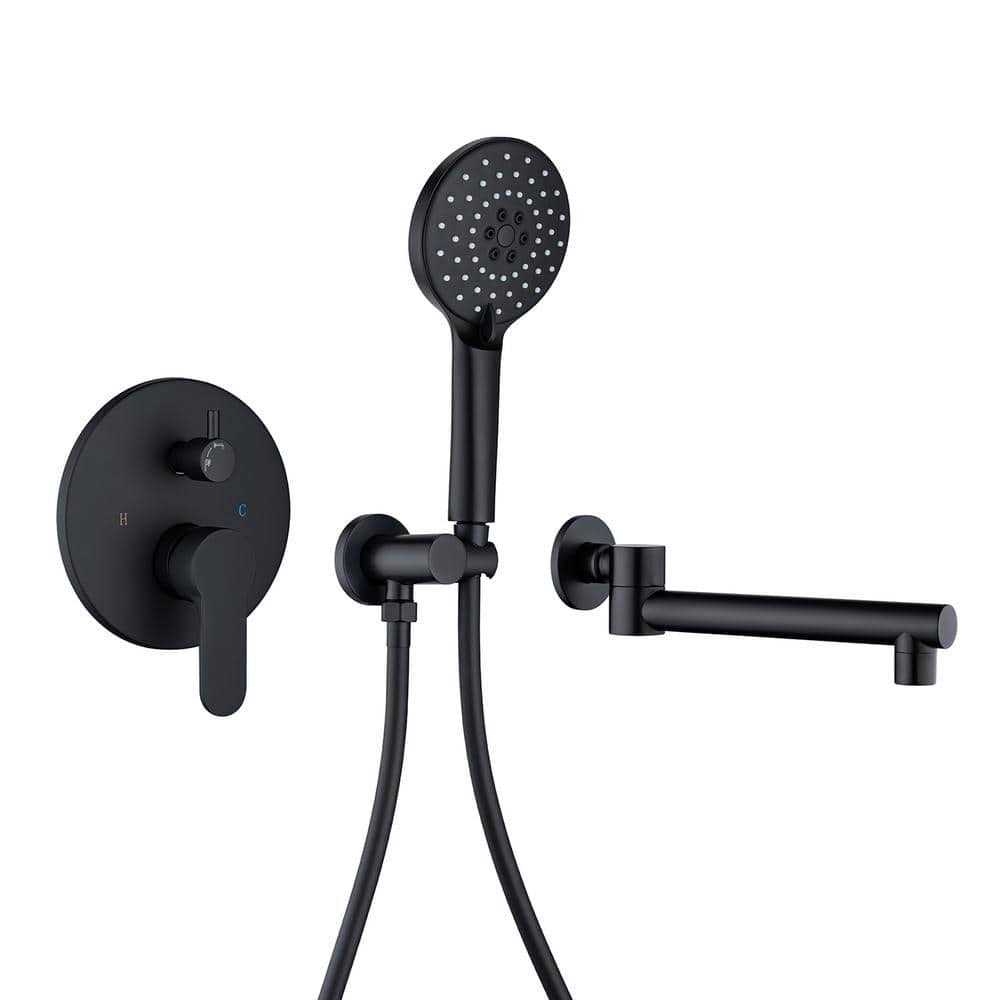 Rainlex Round Single-Handle Wall Mount Roman Tub Faucet with Swivel Spout RX96207H