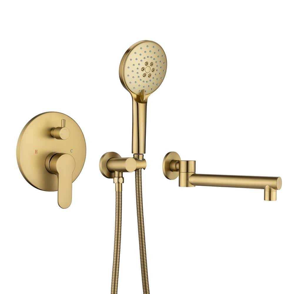 Rainlex Round Single-Handle Wall Mount Roman Tub Faucet with Swivel Spout RX96207H