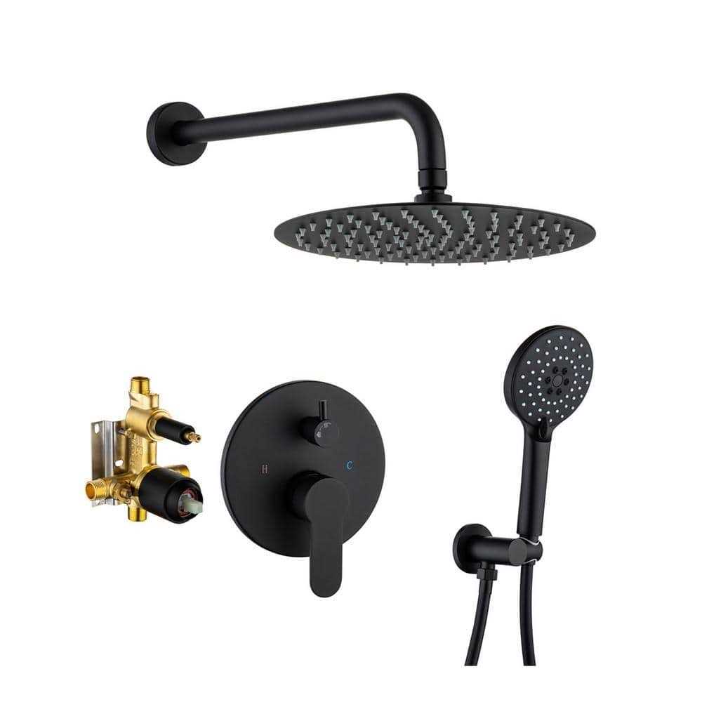 RAINLEX 10 in. Shower Head Single-Handle 3-Spray Round High Round High Pressure Shower Faucet