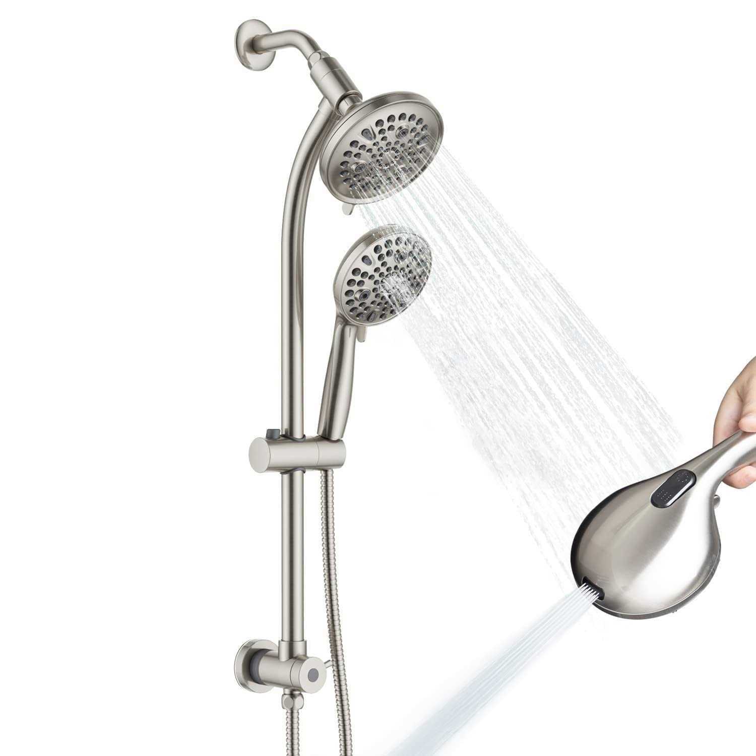 egretshower High Pressure Handheld/rain 82-mode 3-way Shower Head Combo with 25.75 Adjustable Drill-free Stainless Steel Slide Bar