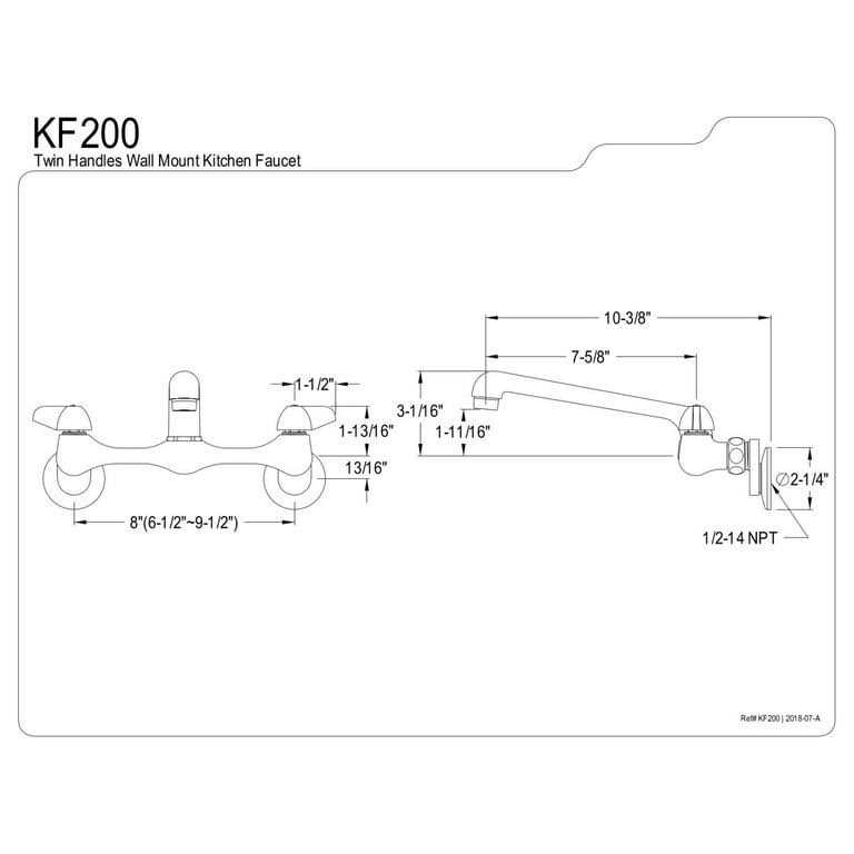 Alternative view of Kingston Brass KF200 Wall Mount Kitchen Faucet