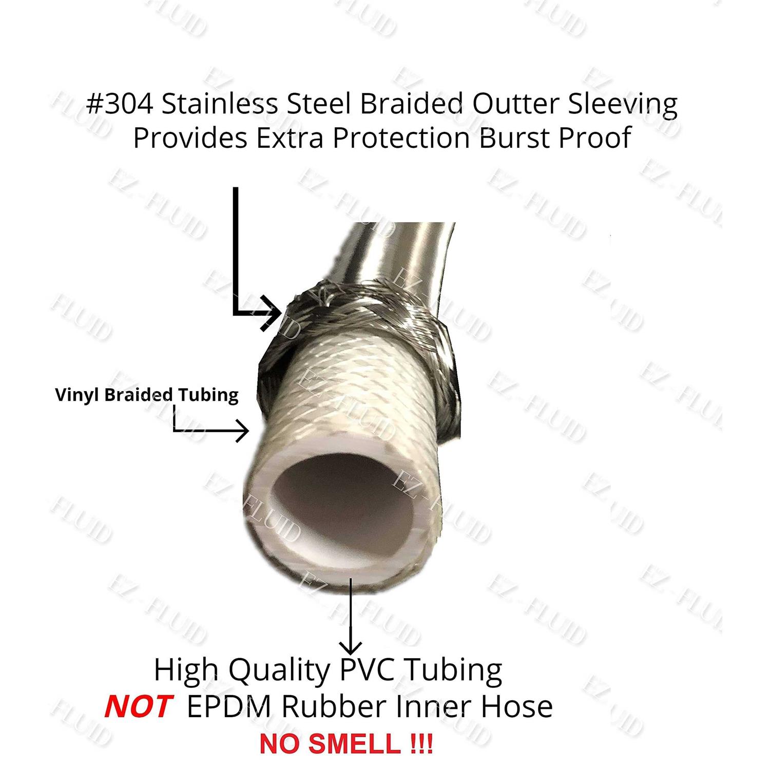 Alternative view of Ez-fluid Plumbing 3/8 Male Compression To 3/8-Inch Female Comp. Stainless Steel Braided Faucet Connector Line Extension