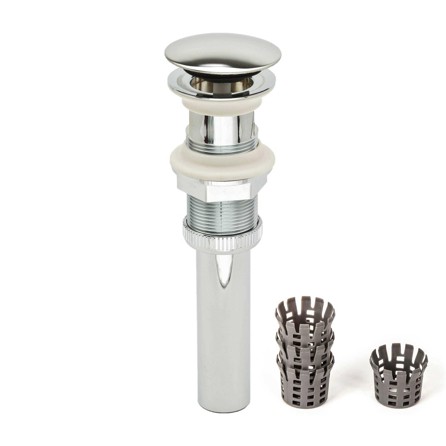 PF WaterWorks PF0717-CH-WSDecoDRAINHair Catcher Push Pop-Up Sink Drain without Overflow