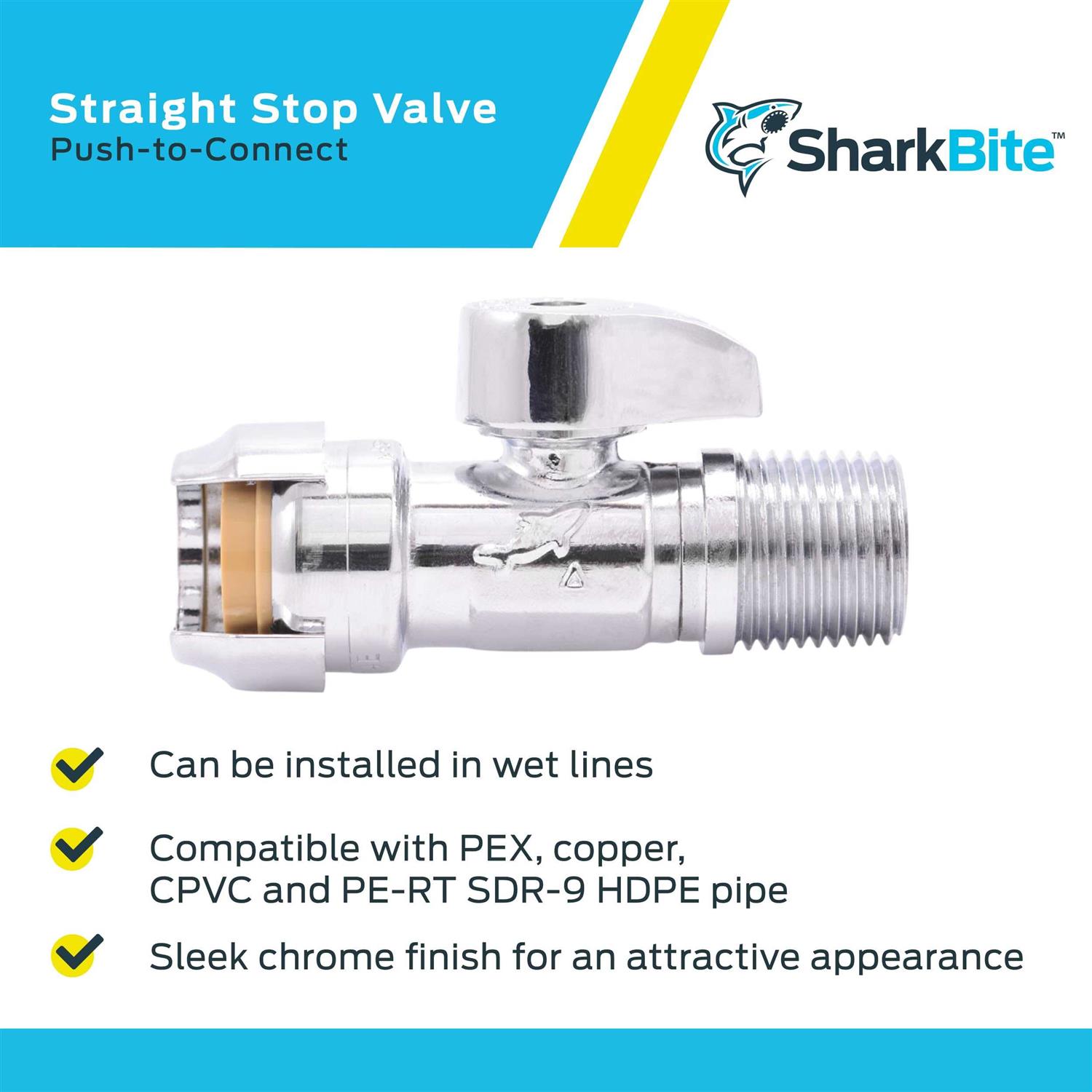 Alternative view of Sharkbite 1/2 x 1/2 inch MIP Straight Stop Valve 24947