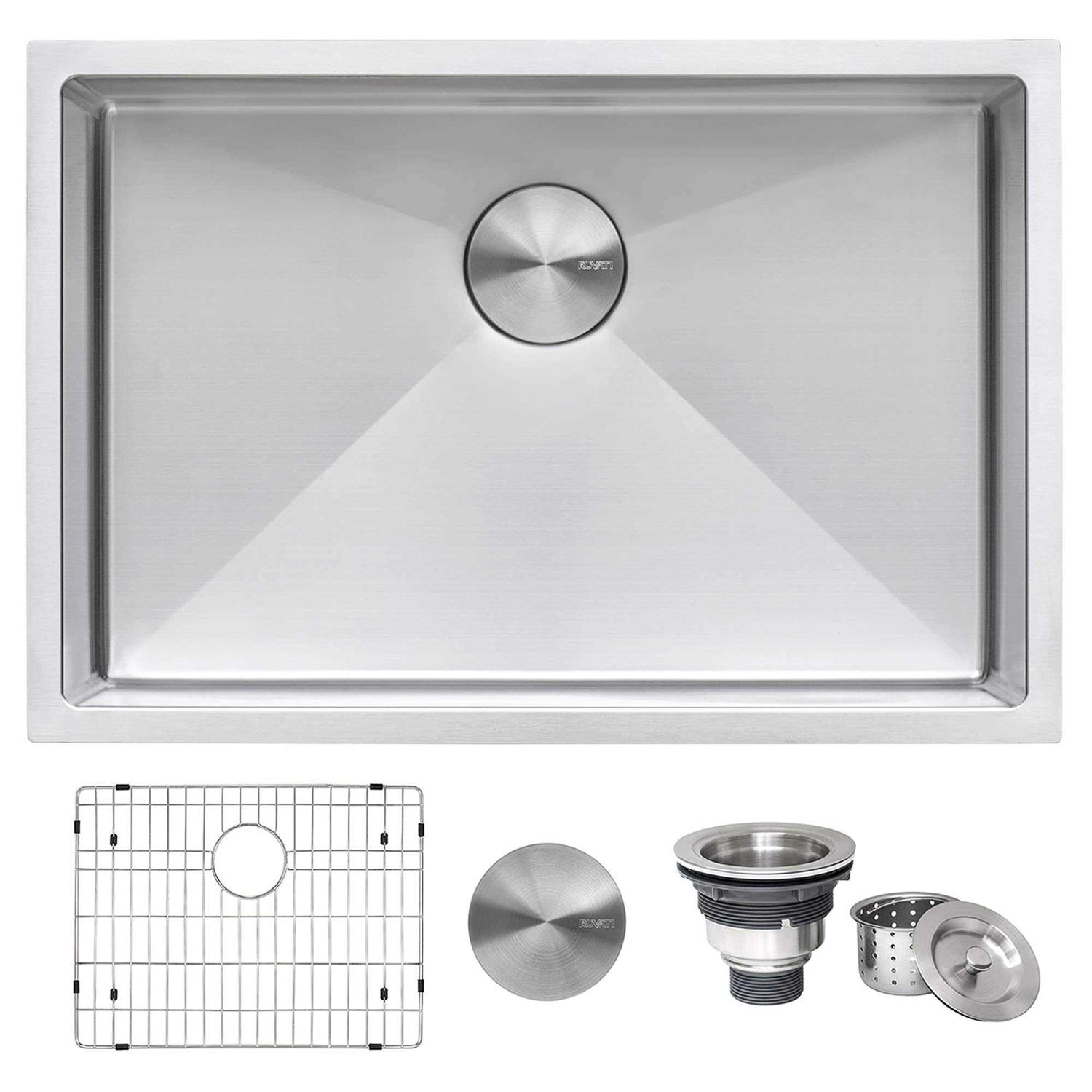 Ruvati 27-inch Undermount 16 Gauge Tight Radius Stainless Steel Kitchen Sink Single Bowl RVH7127