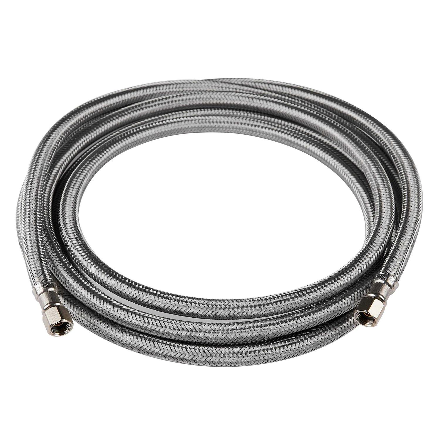 EFIELD Stainless Steel Braided Ice Maker Hose with 1/4 Comp by 1/4 Comp Connection