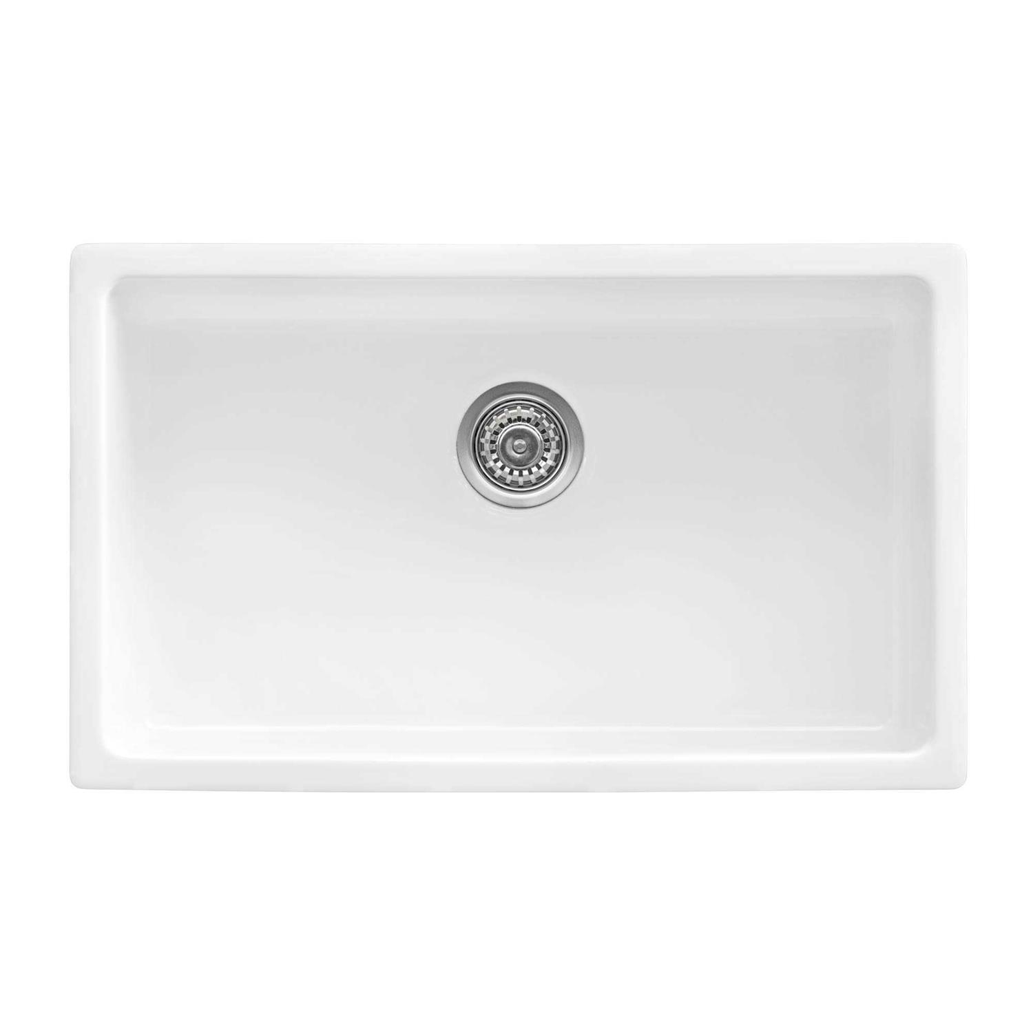 Ruvati 30-inch Fireclay Undermount/Drop-in Topmount Kitchen Sink Single Bowl RVL3030WH