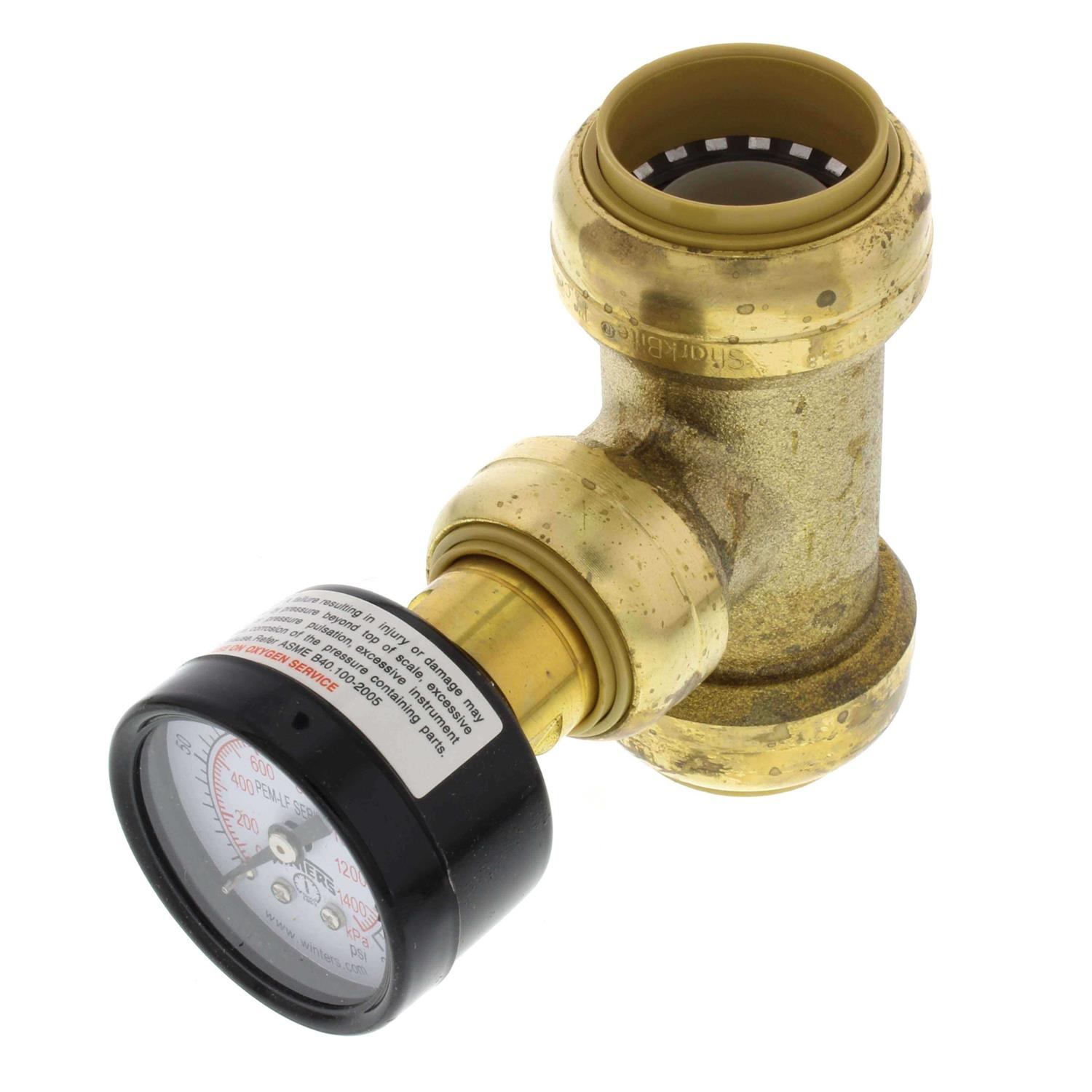 Alternative view of SharkBite 1-in Push-to-Connect Pressure-Gauge Tee